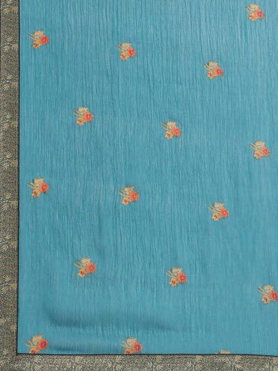 Blue Printed Chiffon Saree - 14071