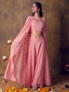 Pink Solid Georgette Lehenga Set - 20103O