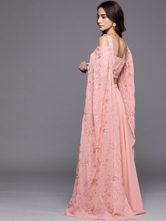 Pink Solid Georgette Lehenga Set - 20103O