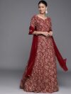 Maroon Embroidered Georgette Lehenga Set - 20134O