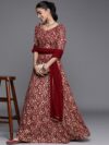Maroon Embroidered Georgette Lehenga Set - 20134O