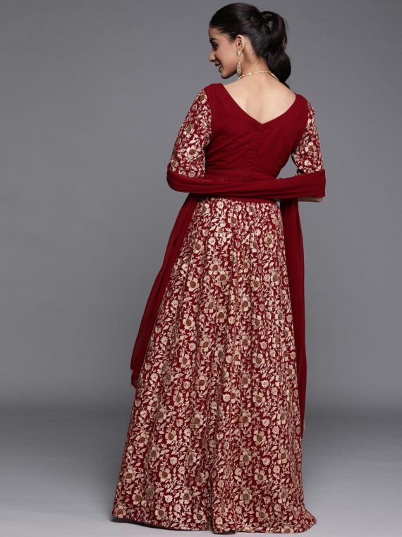 Maroon Embroidered Georgette Lehenga Set - 20134O
