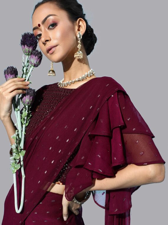 Purple Georgette Ready To Wear Saree - 20324O