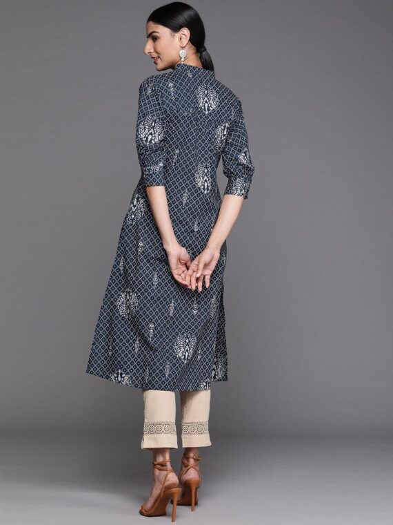 Blue Printed Cotton Kurta - 23123O