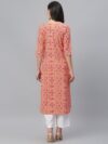 Peach Printed Cotton Kurta - 9107F