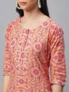 Peach Printed Cotton Kurta - 9107F