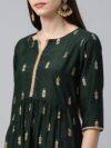 Green Printed Polyester Dress - 9219