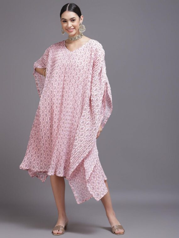 Pink Printed Georgette Dress - 23494O