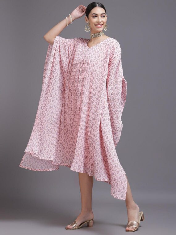 Pink Printed Georgette Dress - 23494O