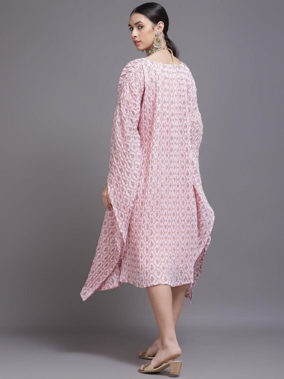 Pink Printed Georgette Dress - 23494O