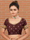 Red Dupion Embroidered Blouse