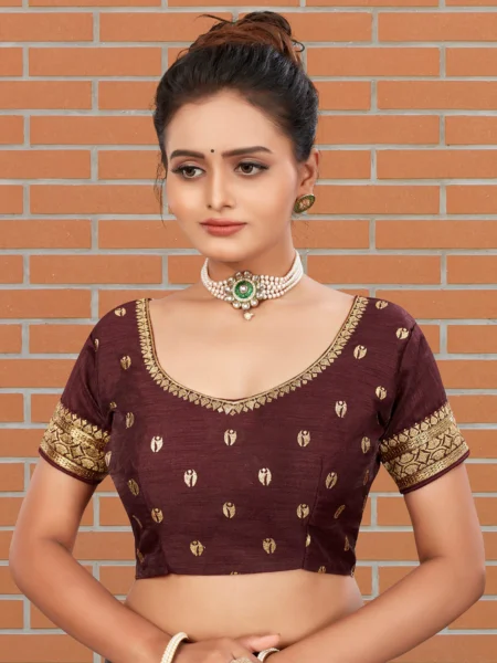 Red Dupion Embroidered Blouse