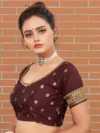 Red Dupion Embroidered Blouse