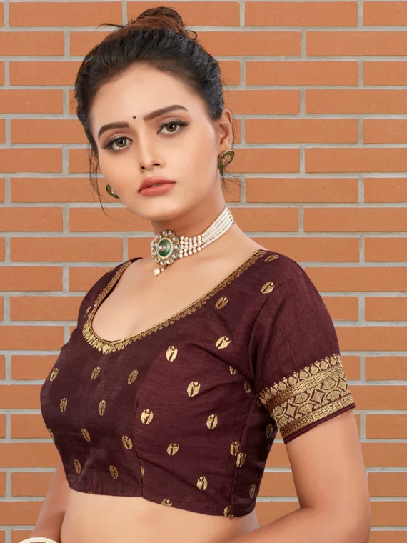 Red Dupion Embroidered Blouse